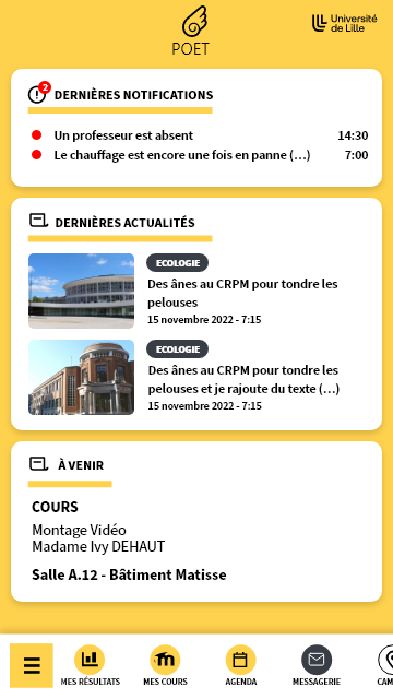 Écran d'accueil LILU — état connecté