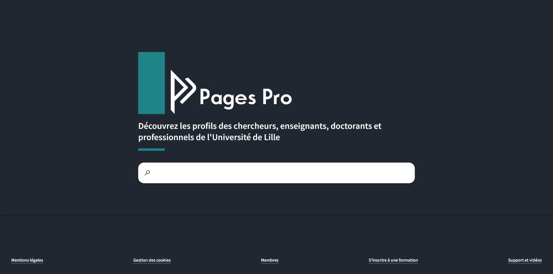 Page d'accueil Pages Pro — liste des profils