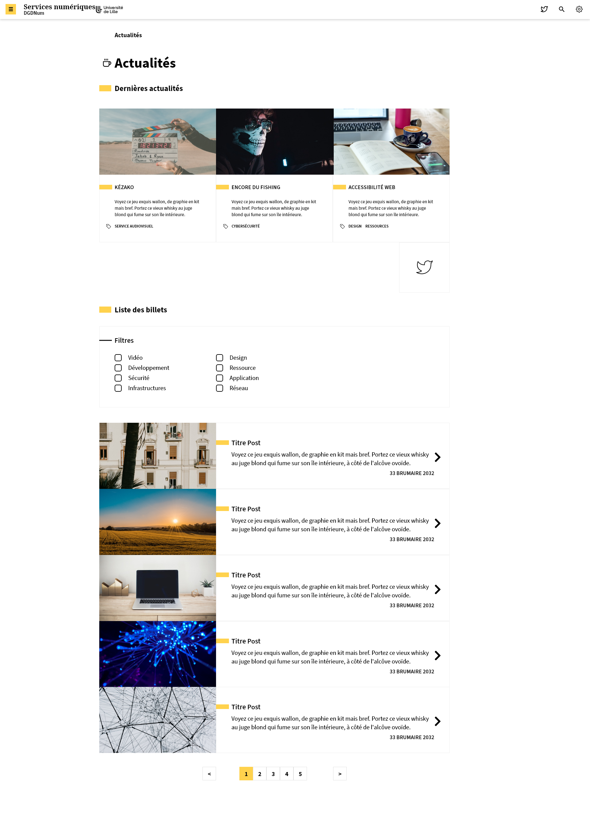 Page actualités basée sur ULK